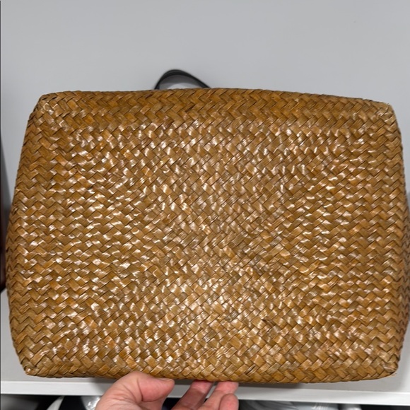 All Saints Brown Woven & Black Leather Tote Bag - Picture 6 of 7